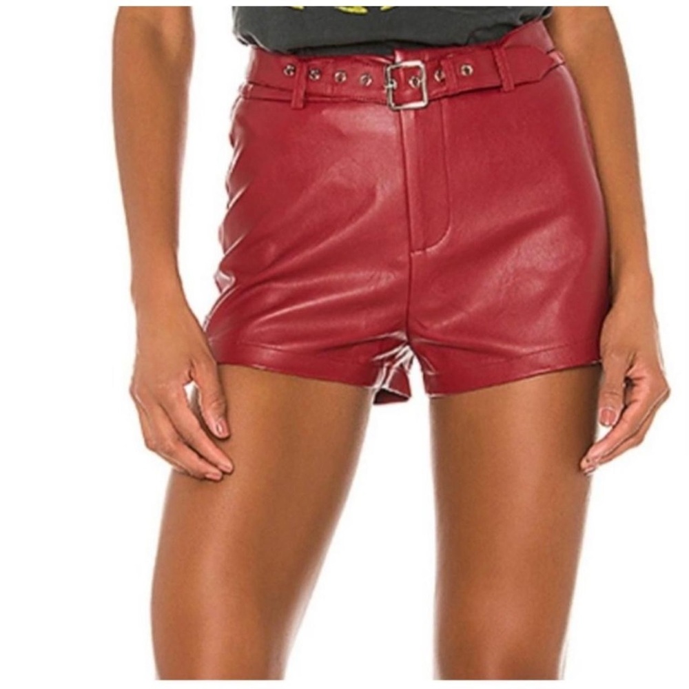 superdown Red Leather Shorts